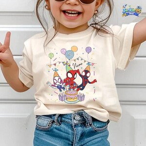 Spider Inspired Birthday Shirt, Personalized Spidey and His Amazing Friends Birthday Shirt, Spidey T-shirt, Toddler Birthday Tee Bild 3
