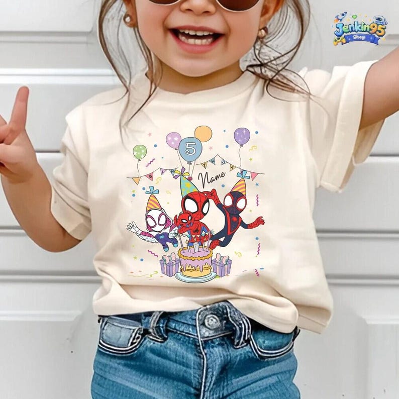 Spider Inspired Birthday Shirt, Personalized Spidey and His Amazing Friends Birthday Shirt, Spidey T-shirt, Toddler Birthday Tee Bild 3