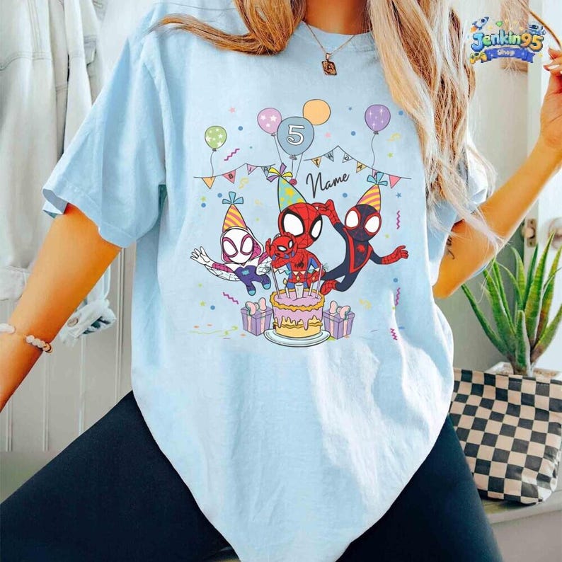 Spider Inspired Birthday Shirt, Personalized Spidey and His Amazing Friends Birthday Shirt, Spidey T-shirt, Toddler Birthday Tee Bild 2