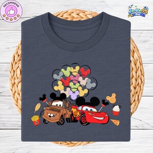 McQueen and Mater Baloons and Snacks Shirt, Lightning McQueen, Mickey Balloon Snacks Shirt, Pixar Friends Tee, Disneyland Family Trip Outfit image 4