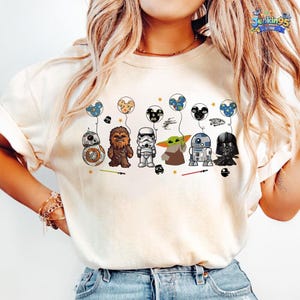 Starwars Character Shirt, Starwars Disneyland Balloon Tee, Starwars gift Shirt, Starwar T-shirt, Baby Yoda, Starwar Disneyland Vacation image 1