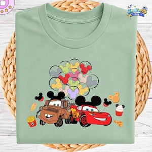 McQueen and Mater Baloons and Snacks Shirt, Lightning McQueen, Mickey Balloon Snacks Shirt, Pixar Friends Tee, Disneyland Family Trip Outfit image 1