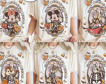 Retro Disneyland All Character Mickey & Friends Skeleton Coquette Bow Halloween Shirt, Mickey's Not So Scary Halloween Party 2026