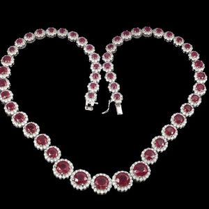 Collana girocollo con rubino e diamanti in stile vintage, girocollo con rubino a taglio rotondo, elegante gioiello da sposa, regalo di lusso per anniversario,