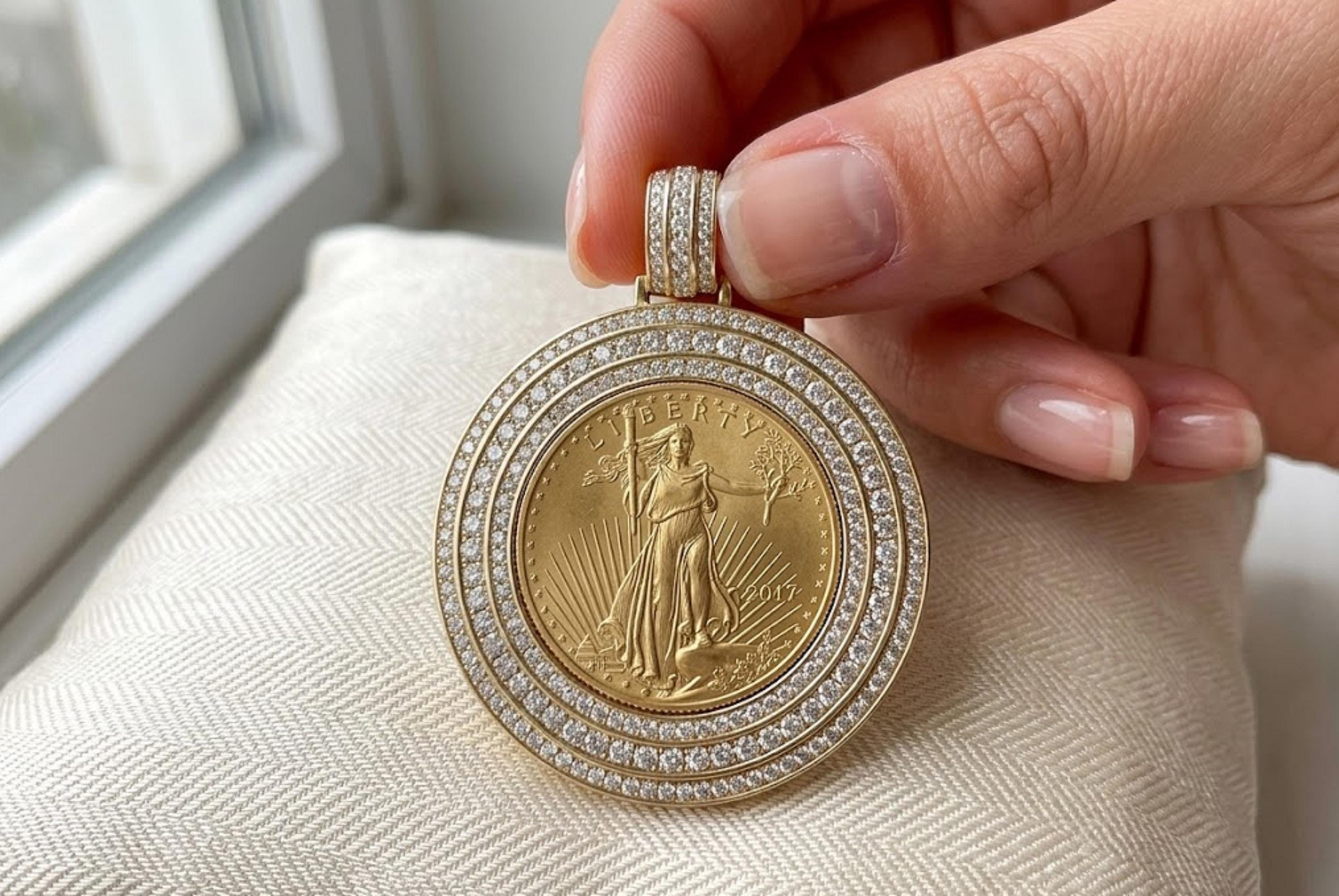 Liberty head gold coin pendant - Etsy 日本