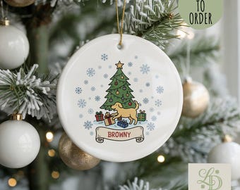 Personalized Pet Christmas Ornament with Holiday Wreath, Custom Dog Cat Photo Ornament, Pet Name Bauble