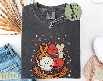 Leukemia Awareness Comfort Colors Shirt, Cute Doodle Warrior Top, Vintage Style Hope Gift