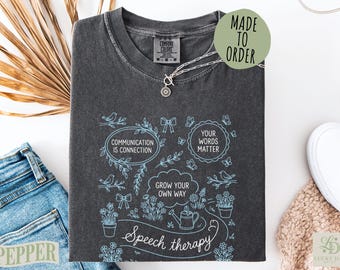 Speech Therapy SLP T-Shirt | Communication Is Connection Shirt | Your Words Matter Tee | Grow Your Own Way Therapist Gift