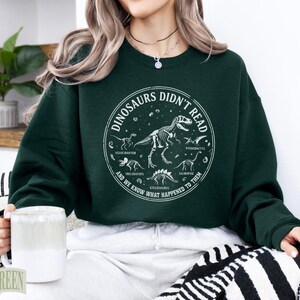 Dinosaurs Didn’t Read Funny Teacher Shirt, Retro Book Lover Top, Whimsical Literacy Librarian Gift for Readers image 19
