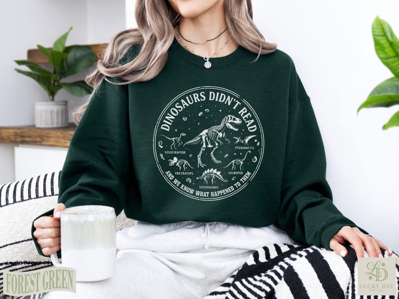 Dinosaurs Didn’t Read Funny Teacher Shirt, Retro Book Lover Top, Whimsical Literacy Librarian Gift for Readers image 19