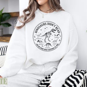 Dinosaurs Didn’t Read Funny Teacher Shirt, Retro Book Lover Top, Whimsical Literacy Librarian Gift for Readers image 15