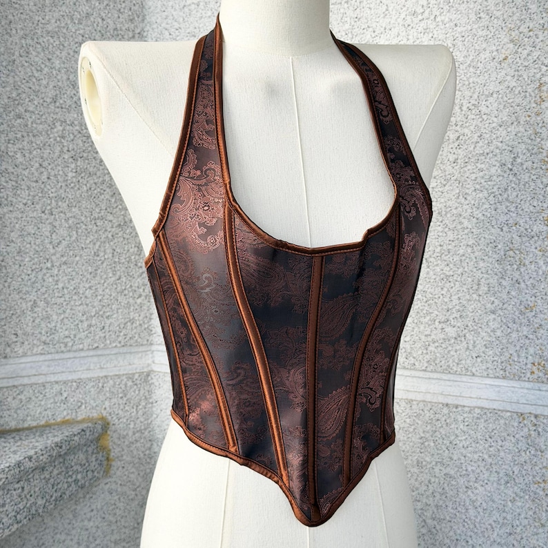 Romantic Halter Corset Top Backless Lace-Up Bustier Handmade Floral Corset Plus Size up to 6XL Gothic Fairycore Rose Corset Gift for Her image 5