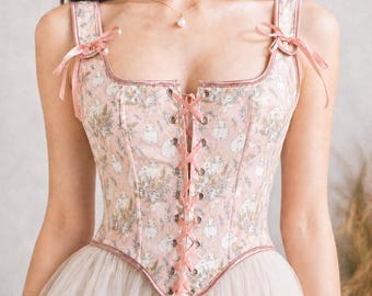 Modieus vintage korset | Bloemdessin met verstelbare stropdassen|Verhoogde look voor elk evenement-Vintage bloemencorsettop voor dames-cadeau voor haar