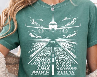 Comfort Colors® Pilot Aviator Shirt, Unisex Aviation Graphic Tee, Airplane Runway Gift, Airport Crew Shirt, Travel Enthusiast Shirt