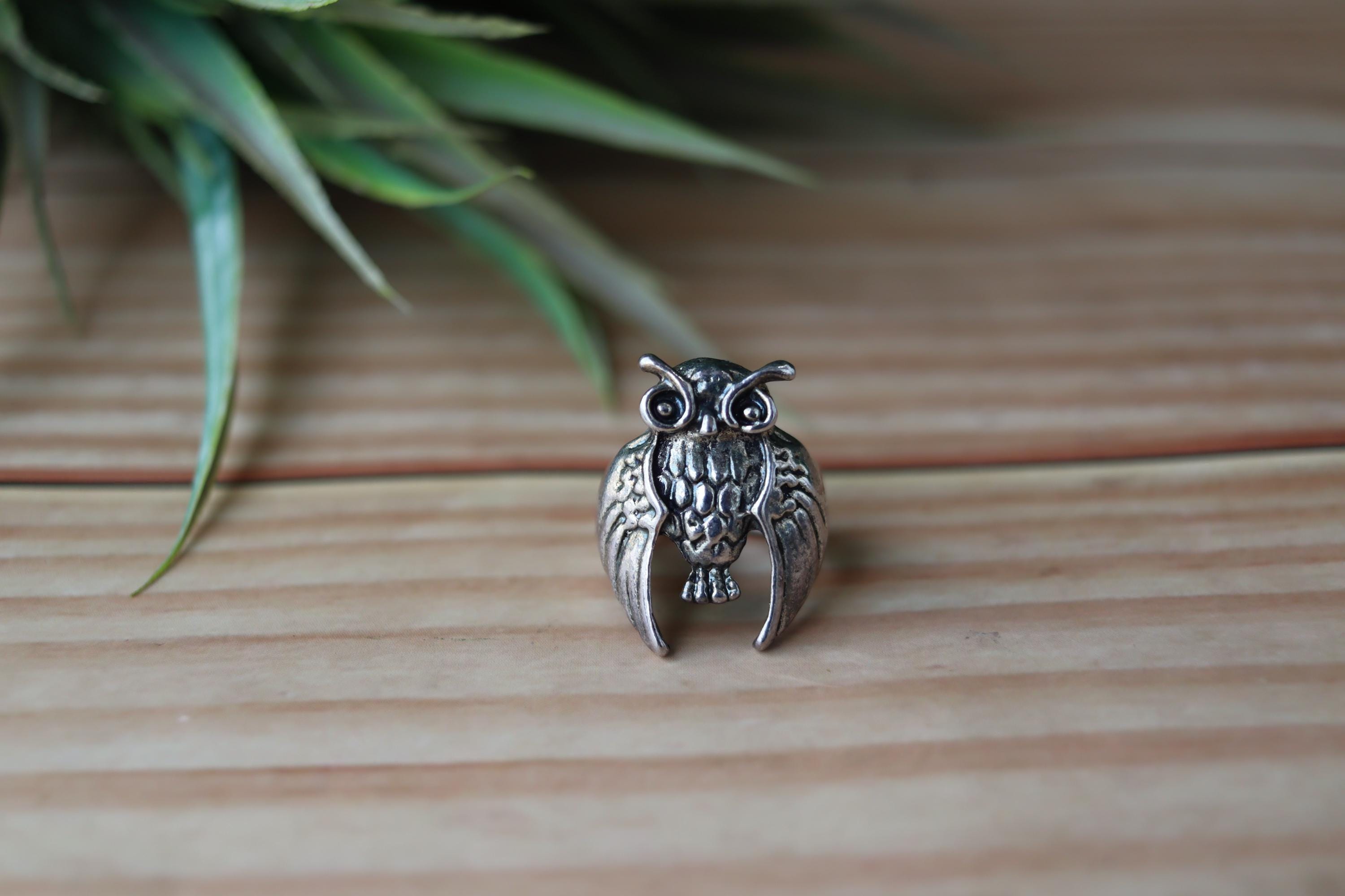 Symbolic Owl Ring - Dainty Unisex Silver Band - Wisdom Motif, 925 Sterling, Personal Growth Jewelry 