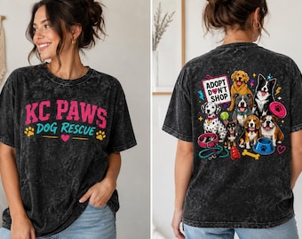 KC PAWS Retro Adopt Don't Shop Tee | Vintage Rescue Dogs Shirt