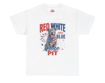 Red White and Blue Nose Pit Tee | Patriotic Pit Bull Shirt