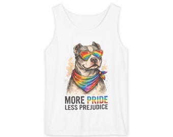 More Pride Less Prejudice Pit Bull Tank Top | Rainbow Dog Pride Tank