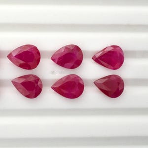AAA Burmese Ruby Gemstone: Natural Pear Faceted Loose Stone (3x4mm-4x6mm)