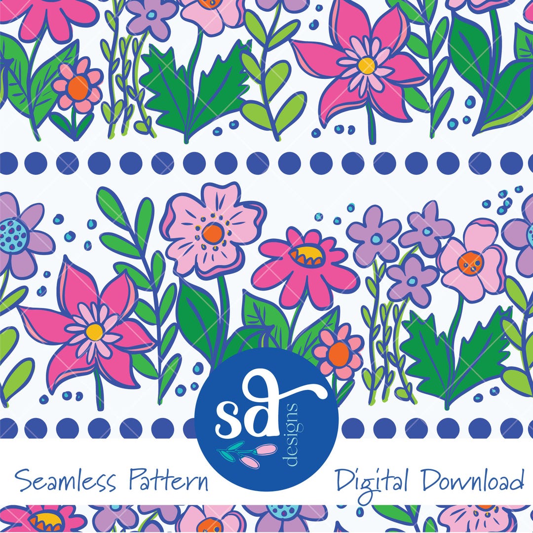 Flower Field - Seamless Pattern - Etsy