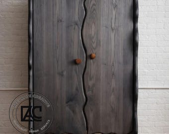 Armario de madera maciza hecho a mano: Armario rústico, muebles de dormitorio con acabado negro