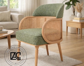 Sillón auxiliar de ratán, sillón tapizado, muebles de asiento de caña de estilo escandinavo