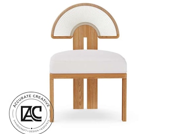Taburete de bar moderno de madera con respaldo de ratán y asiento tapizado. Silla de mostrador.