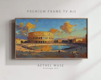 Rome Colosseum Sunset Frame TV Art, Vintage Oil Painting, Living Room 4K Art