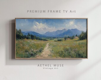 Vintage Impressionist Landscape Frame TV Art – Meadow Path Wildflower Field (Digital Download)