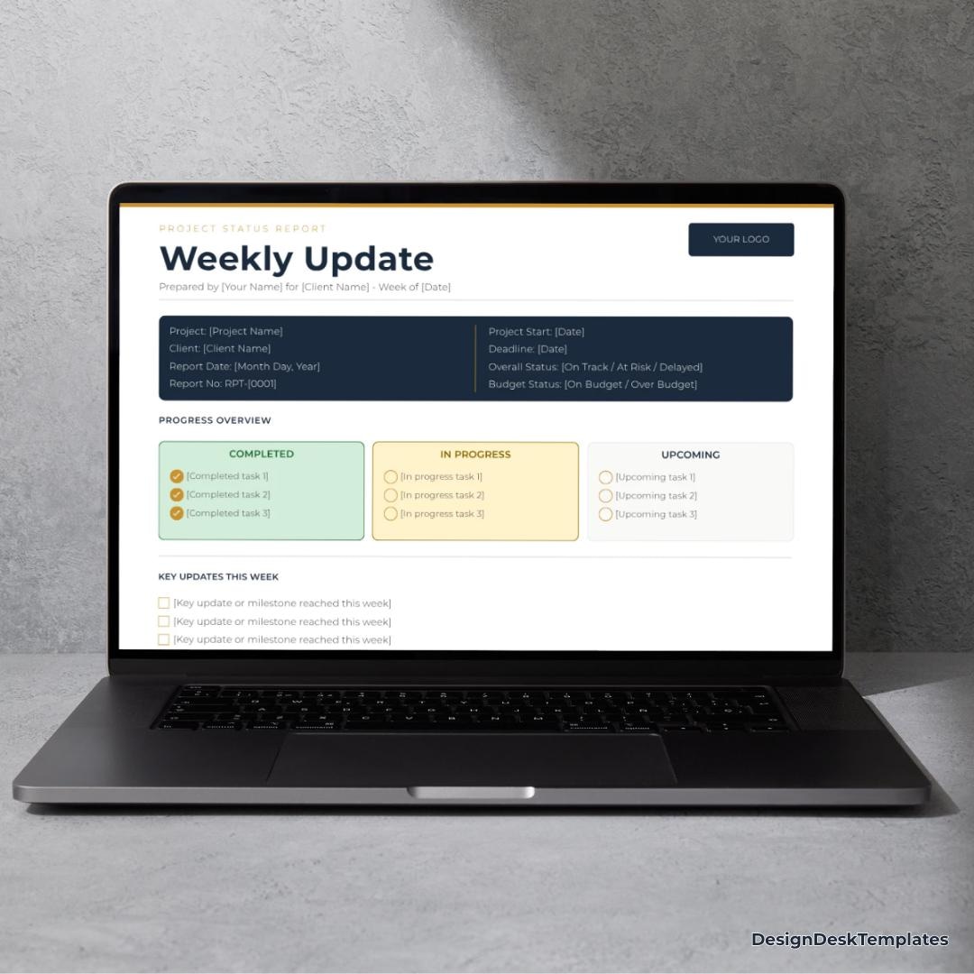 Weekly Client Project Update Template – Status Report, Progress Tracker ...