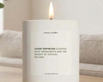 Court Reporter Candle Legal Profession Funny Court Reporter Gifts for Men Women Stenographer Transcriptionist Typing Gifts Stenography