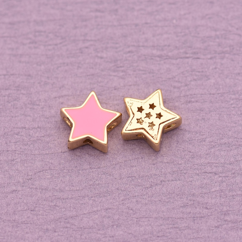 Colorful Enamel Star Spacer Beads Five Point Star Charms With Side ...