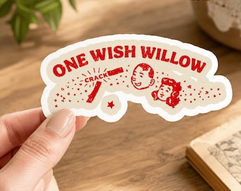 One Wish Willow Sticker, Horror Movie Inspired Vinyl Sticker, Retro Red Novelty Sticker, Spooky Fan Gift