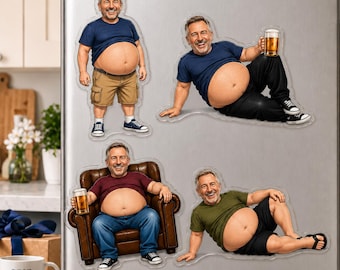 Magnete da frigo personalizzato in acrilico morbido con foto, ideale per chi ha la pancia da papà, regalo divertente per chi ha la pancia da papà, regalo personalizzato per il marito