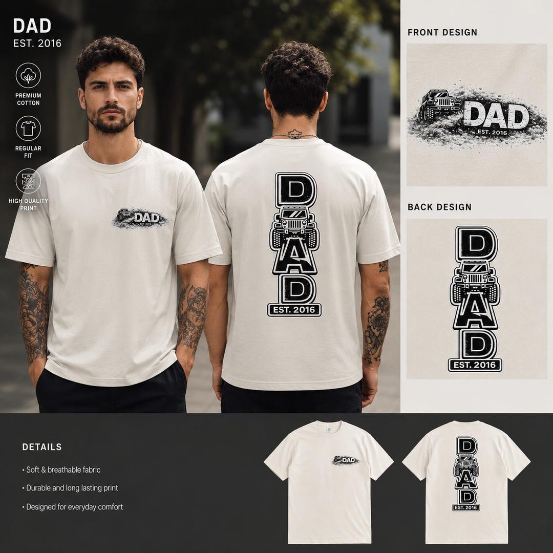 Dad off Road Shirt, Adventure Dad Tee Design, Front and Back Shirt ...