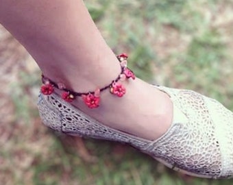 Camilla's Leather mini flower anklets in some fun colors
