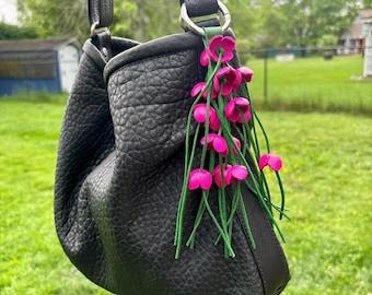 Cassidy’s Leather flower fringe purse charm in some colors