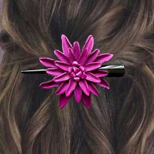 Wild Dahlia Leather Flower on alligator clip in assorted in some colors