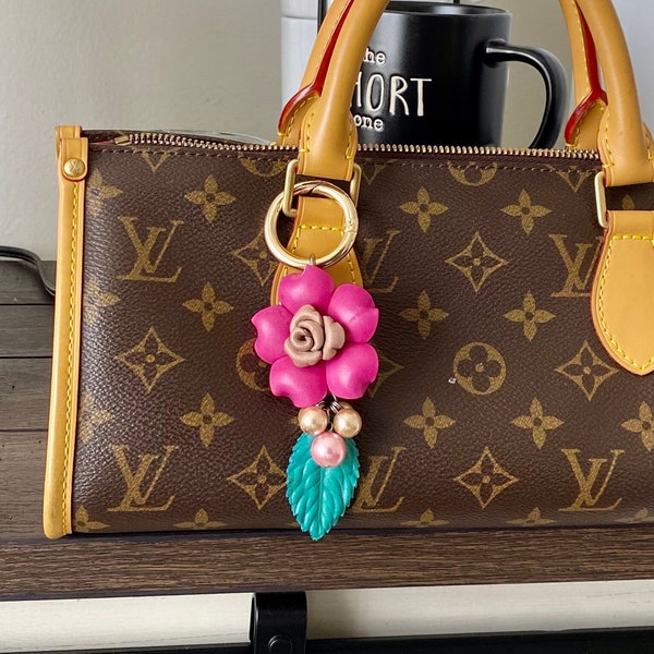 Bonnie's mini rose leather purse charm & keychain in fun colors