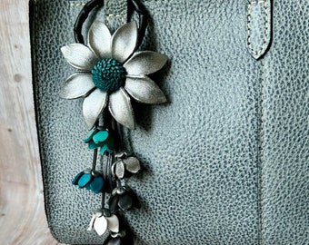 Cami’s  keychain and/or purse charm in silver and turq combination