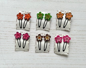 Leather mini flower bendy clips