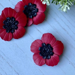 Leather Poppy Brooch Pin | Remembrance Day Brooch