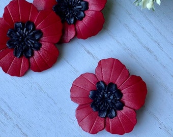 Broche de amapola de cuero / Broche del Día del Recuerdo