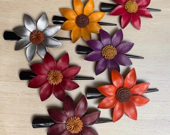 Handcrafted Leather Floral Hair Clips, Fair Trade From  display picture 1
