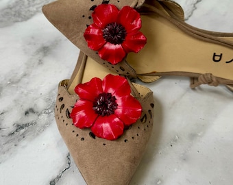 Mira’s Leather flower sandal/shoe  clips