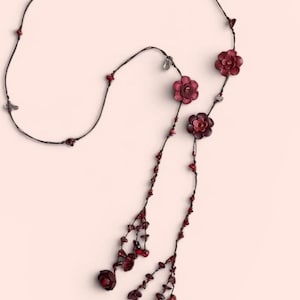 leather flower lariat necklace - some pretty color combinations image 15