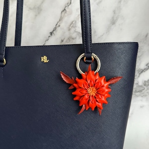 Toni’s SPRING  stitched pretty flower inspired leather purse charm & keychain in assorted colors