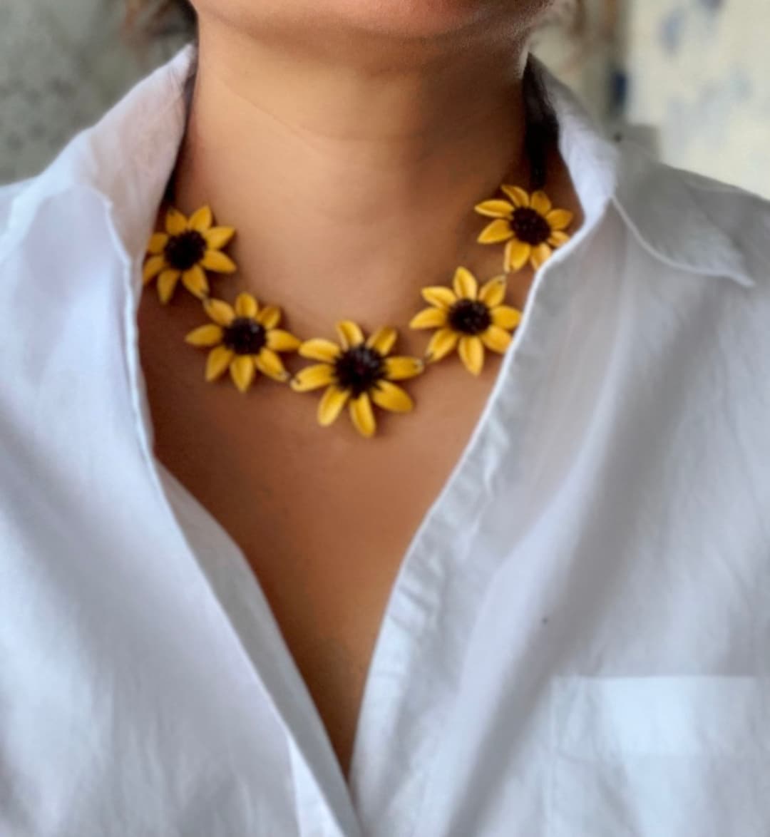The Leather Sunflower Necklace