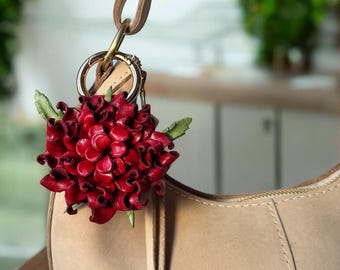 Kali’s Dahlia inspired leather purse charm & keychain in some colors