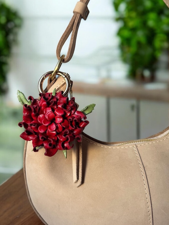 Kali’s Dahlia inspired leather purse charm & keychain in some colors
